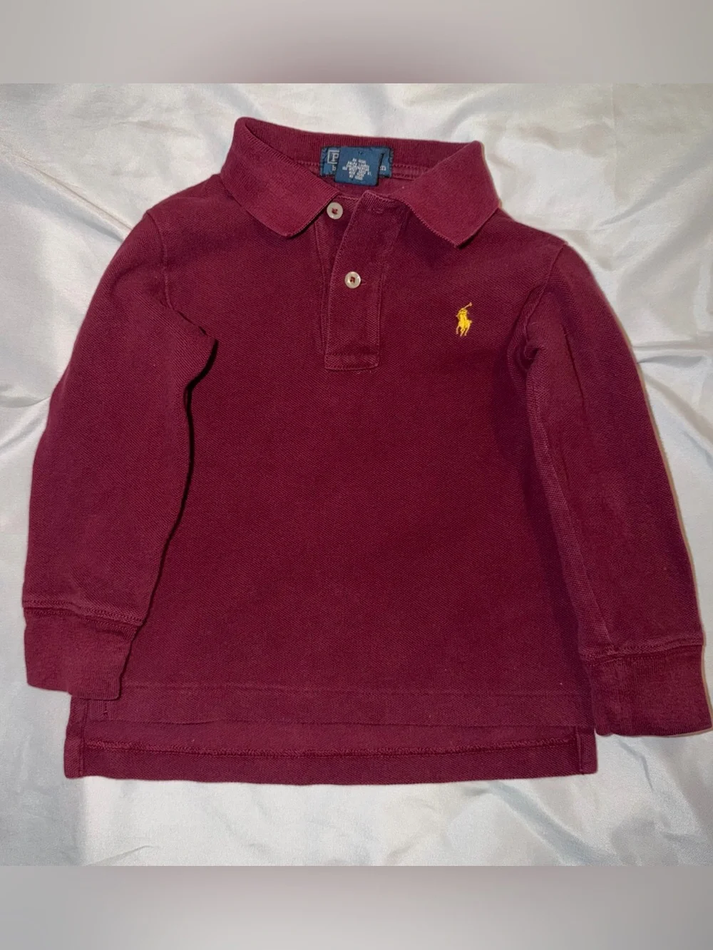 Ralph Lauren Boys Burgundy Long-Sleeve Polo with Yellow Pony